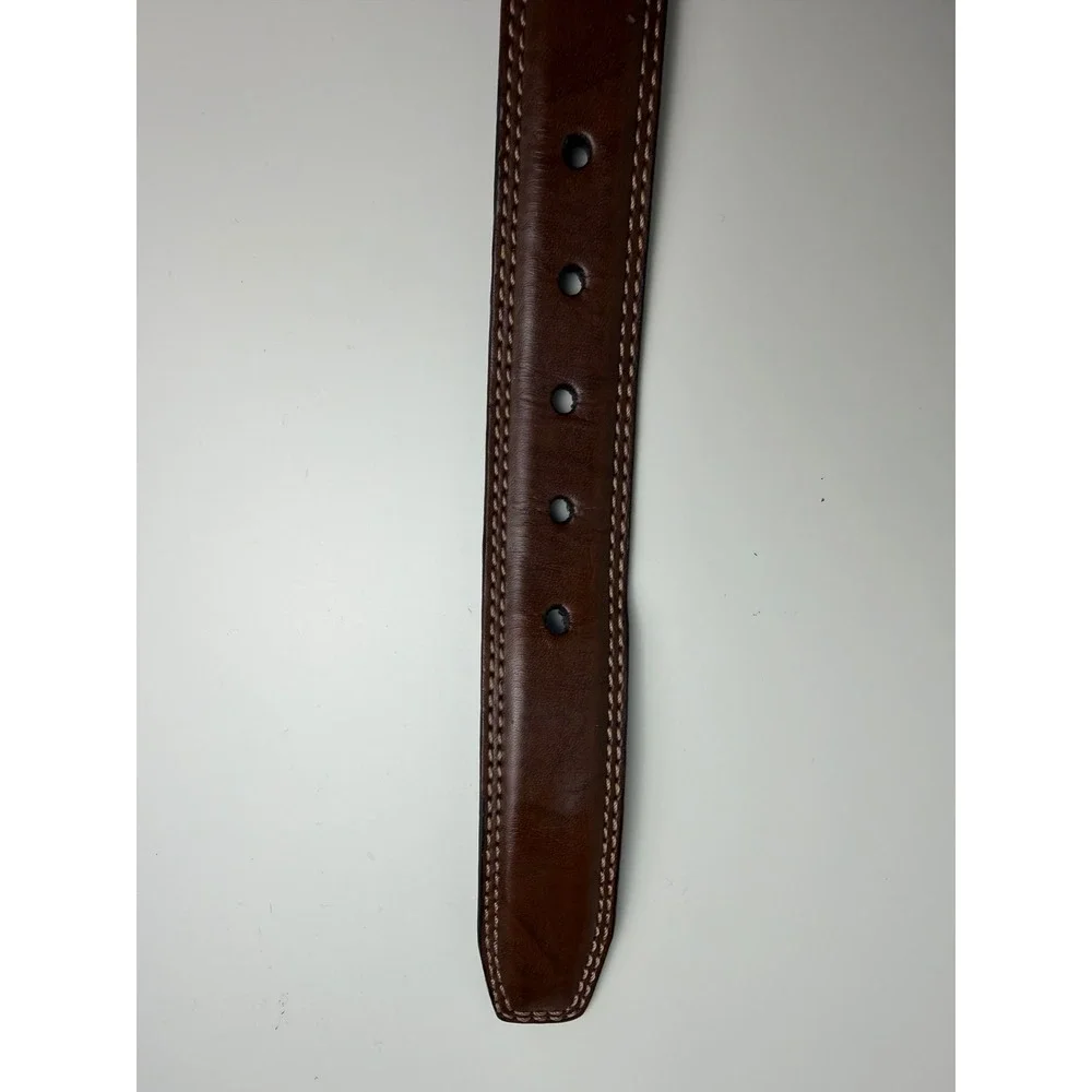 Dockers Mens Genuine Leather Belt Brown Contrast Stitch Brass 34-36 Old Money